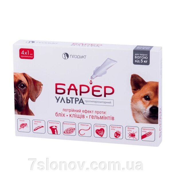 Краплі на загривку Бар'єр-ультра від бліх для собак від 5 кг №4 Продукт від компанії Інтернет Ветаптека 7 слонів - фото 1