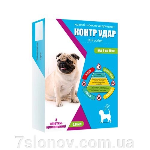 Краплі на загривку Контр Удар для собак 2-10 кг № 3 Коло від компанії Інтернет Ветаптека 7 слонів - фото 1