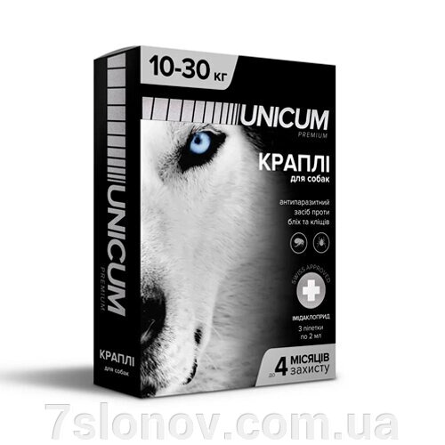 Краплі від бліх і кліщів на холку Унікум преміум Unicum premium для собак 10-30 кг №3 UN--008 від компанії Інтернет Ветаптека 7 слонів - фото 1