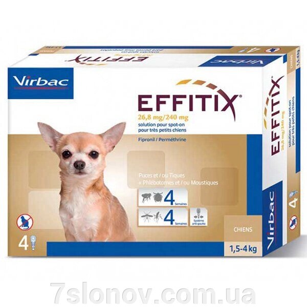 Краплі від бліх та кліщів для собак 1.5-4 кг Ефітікс спот він Virbac від компанії Інтернет Ветаптека 7 слонів - фото 1
