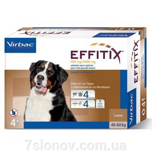Краплі від бліх та кліщів для собак 40-60 кг Ефітікс спот-он Virbac від компанії Інтернет Ветаптека 7 слонів - фото 1