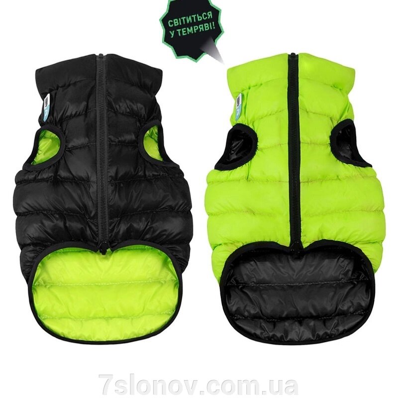 Куртка для собак AiryVest Lumi двостороння салатово-чорна S 30 В 57-59 см З 46-50 см Collar від компанії Інтернет Ветаптека 7 слонів - фото 1