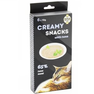 Ласощі для котів Creamy Snacks Tuna ніжне пюре тунець з куркою 6 стиків по 10 г Lucky Star