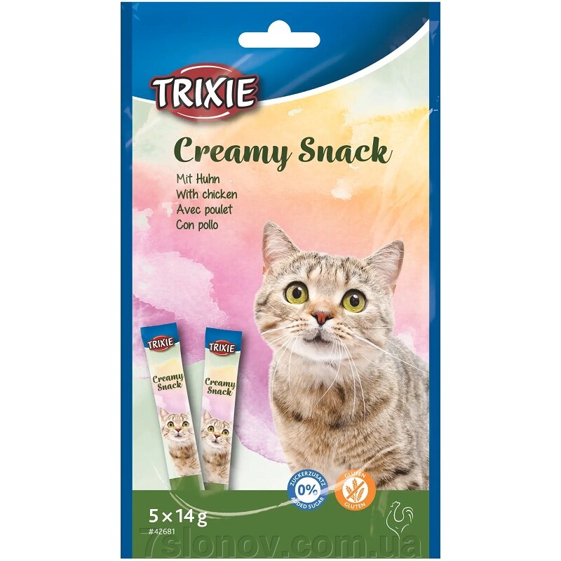 Ласощі для котів Creamy Snacks з куркою та таурином 5 шт 14 г TХ-42681 Trixie від компанії Інтернет Ветаптека 7 слонів - фото 1