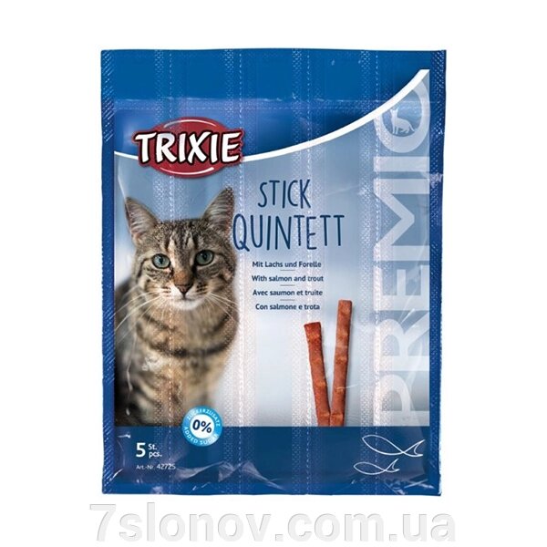 Ласощі для котів Premio Stick Quintett c лососем та фореллю 5 шт по 5 гр  Trixie 42725 від компанії Інтернет Ветаптека 7 слонів - фото 1