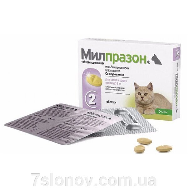 Мілпразон антигельмінтні таблетки для кошенят і кішок 0,5-2 кг (2 таблетки) KRKA від компанії Інтернет Ветаптека 7 слонів - фото 1