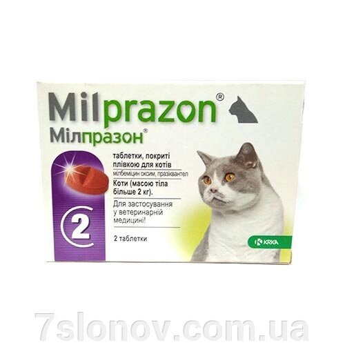 Мілпразон від глистів для кішок більше 2 кг (2 таблетки у блістері) KRKA від компанії Інтернет Ветаптека 7 слонів - фото 1