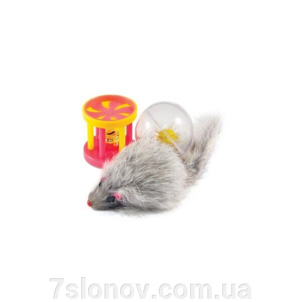 Набір іграшок для кішки миша, барабанчик, шар 144XW0087 від компанії Інтернет Ветаптека 7 слонів - фото 1