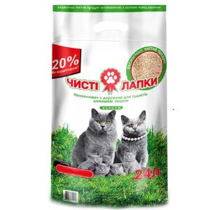 Наповнювач універсальний для котів гризунів птахів Чисті Лапки гранульований дерев'яний 6 кг Україна