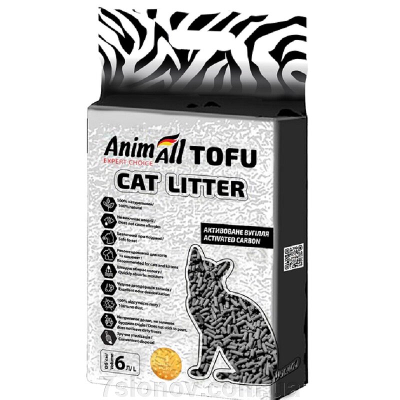 Наповнювач для котячих туалетів соєвий Tofu Cat Litter із активованим вугіллям 2,6 кг AnimAll від компанії Інтернет Ветаптека 7 слонів - фото 1