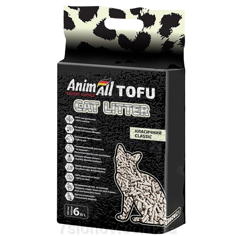 Наповнювач для котячих туалетів соєвий Tofu Classic без аромату 2,6 кг 6 л AnimAll від компанії Інтернет Ветаптека 7 слонів - фото 1