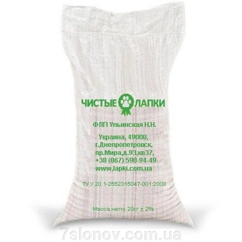 Наповнювач універсальний для котів гризунів птахів Чисті Лапки дерев'яний гранульований 20 кг Україна від компанії Інтернет Ветаптека 7 слонів - фото 1
