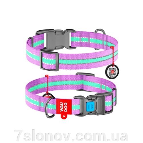 Нашийник WAUDOG Nylon світлонакопичувальний фіолетовий 25 мм х 35-58см COLLAR 45659 від компанії Інтернет Ветаптека 7 слонів - фото 1