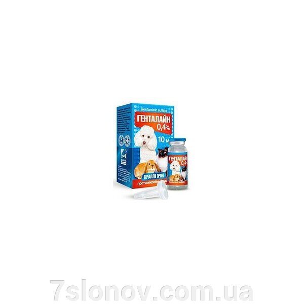 Очні краплі для тварин Генталайн 0,4% при гострих і хронічних захворюваннях очей 10 мл O. L.KAR від компанії Інтернет Ветаптека 7 слонів - фото 1