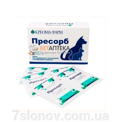 Паста для собак та кішок Пресорб адсорбент при отруєннях 10 г №1 Креома-Фарм від компанії Інтернет Ветаптека 7 слонів - фото 1