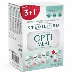 Корм для стерилізованих котів 3+1 Adult Cats Multi Taste Sterilised із трьома різними смаками 340 г Optimeal