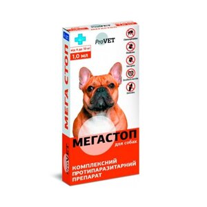 МегаСтоп ProVet краплі на загривку для собак 4-10 кг №4*1,0 мл Природа