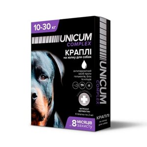 Краплі від бліх, кліщів та гельмінтів на загривку Unicum complex для собак 10-30 кг №4