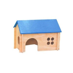 Будиночок для морської свинки дерев'яне похилий кольоровий дах ЛР-Д016