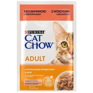 Корм для котів Cat Chow Adult з яловичиною та баклажанами в желе 85 г Purina