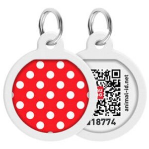 Адресник для собак та котів Waudog Smart ID c QR паспортом малюнок Горох круглий Д 25 мм Collar