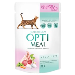 Корм для котів Lamb and Vegetables з ягням та овочами в желе 85 г Optimeal