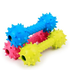 Іграшка гумова для собак Гантель гумова з шпильками колір в асортименті 12 см Китай