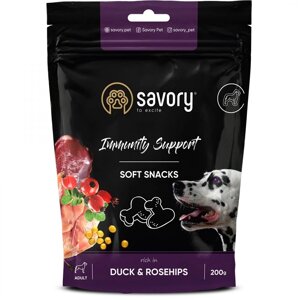 Ласощі для собак Immunity Support Soft Snacks для зміцнення імунітету з качкою та шипшиною 200 г Savory