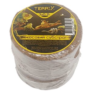 Кокосовий субстракт пресувань для ахатин та тераріумів 3 шт*0,9 л TerriX