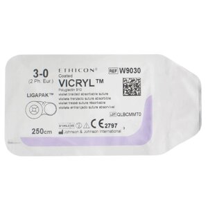 Вікріл Vicryl хірургічний без голки 3/0 250 см Ethicon