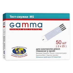 Тест-смужки для глюкометра Gamma Mini для вимірювання рівня глюкози 50 шт Gamma