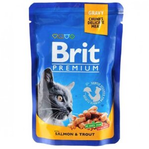 Вологий корм для кішок Cat Salmon and trout з лососем та фореллю пауч 100 г Brit Premium