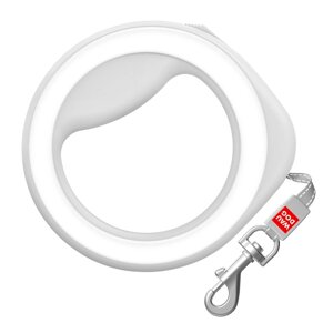 Повідець-рулетка для собак до 40 кг Waudog R-leash круглий зі світловідбиваючою стрічкою білий розмір XS-M 2,9 м Collar