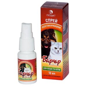 Спрей Бар’єр супер від бліх і кліщів для котів і собак 10 мл Продукт строк 04.2026