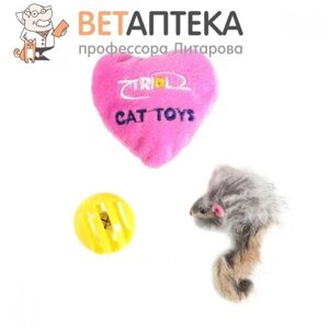 Набір іграшок для кішки миша, куля, серце XW0075
