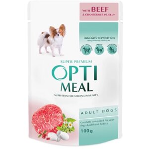 Корм для собак Adult Dogs Beef and Cranberry jelly з яловичиною та журавлиною в желе 100 г Optimeal