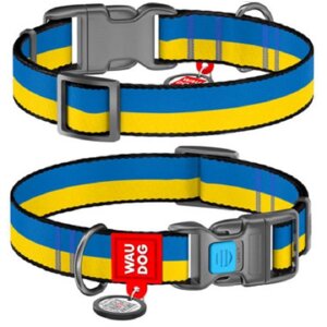 Нашийник для собак Waudog nylon Colors of freedom нейлоновий з QR-паспортом Ш 25 мм Д 33-49 см Collar