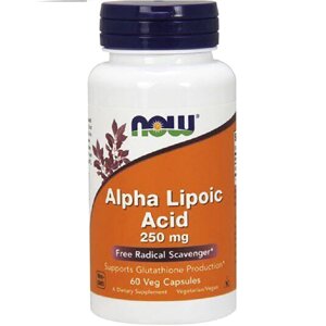 Пігулки Alpha Lipoic Acid 250 мг дієтична добавка антиоксидант №60 Now Foods