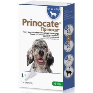 Краплі на холку для собак 25-40 кг Prinocate 4 мл від зовнішніх та внутрішніх паразитів №1 KRKA в Харківській області от компании Интернет Ветаптека 7 слонов