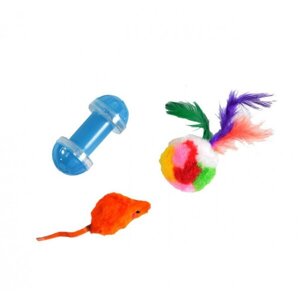 Набір іграшок для кішки миша, хутряний м'яч, гантель XW0311