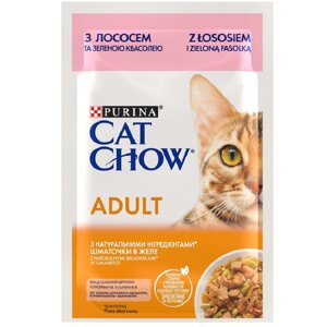 Корм для котів Cat Chow Adult з лососем та зеленою квасолею в желе 85 г Purina