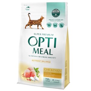 Сухий корм для дорослих котів Chicken із куркою 700 г Optimeal