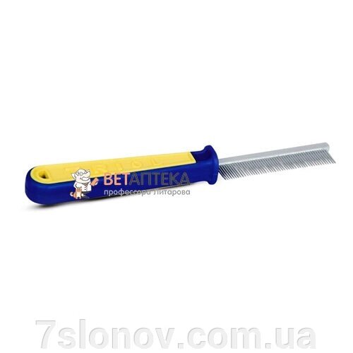 Гребінець із пластиковою жовто-синьою ручкою часті короткі зубці 310 - роздріб