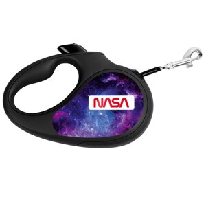 Повідець-рулетка для собак до 25 кг Waudog R-leash NASA21 зі світловідбиваючою стрічкою чорний розмір M 5 м Collar