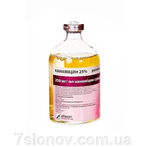 Розчин для ін'єкцій Канаміцин 25% антибіотик бактерицидна дія 100 мл Alfasan від компанії Інтернет Ветаптека 7 слонів - фото 1