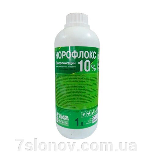 Розчин Норофлокс 10% оральний антибіотик 1 л O. L.KAR від компанії Інтернет Ветаптека 7 слонів - фото 1