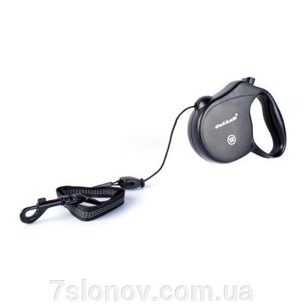 Рулетка Collar control 12 кг 5 м світловідбивна стрічка трос чорний 81101 від компанії Інтернет Ветаптека 7 слонів - фото 1