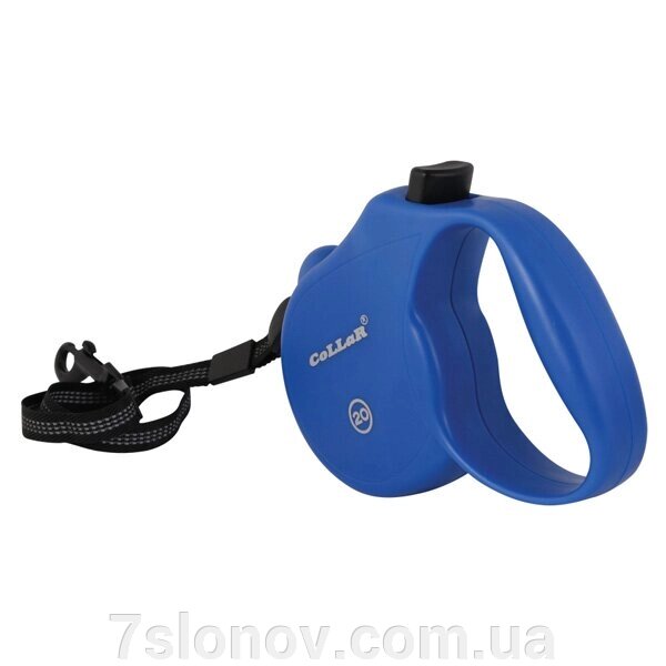 Рулетка Collar control 20 кг 5 м світловідбивна стрічка трос синя від компанії Інтернет Ветаптека 7 слонів - фото 1