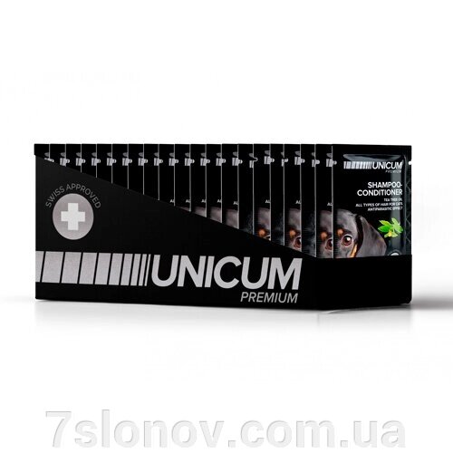 Шампунь-кондиціонер для собак Unicum Premium з антипаразитарним ефектом та олією чайного дерева 15 мл Unicum від компанії Інтернет Ветаптека 7 слонів - фото 1