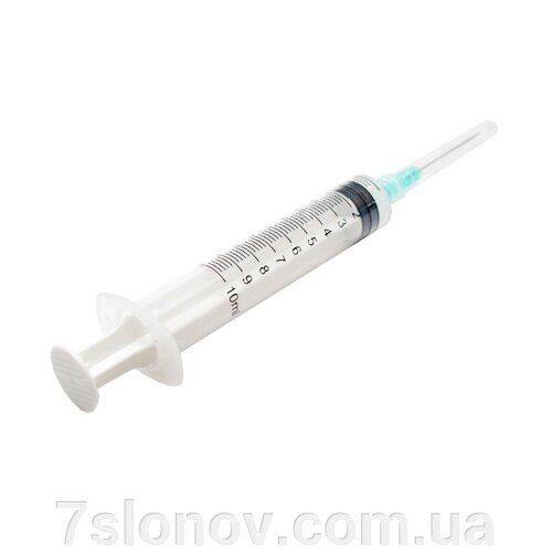 Шприц одноразовий 10 мл 3 компонентний голка 21G*1 1/2  0,8* 40 мм 1 штука Alexpharm від компанії Інтернет Ветаптека 7 слонів - фото 1